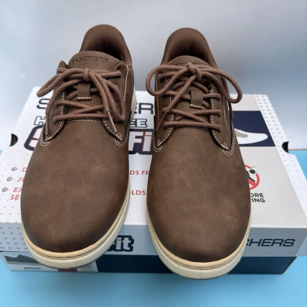 Skechers Men's Swift Fit Hands Free Memory Foam Casual Shoe Brown Size 8.5